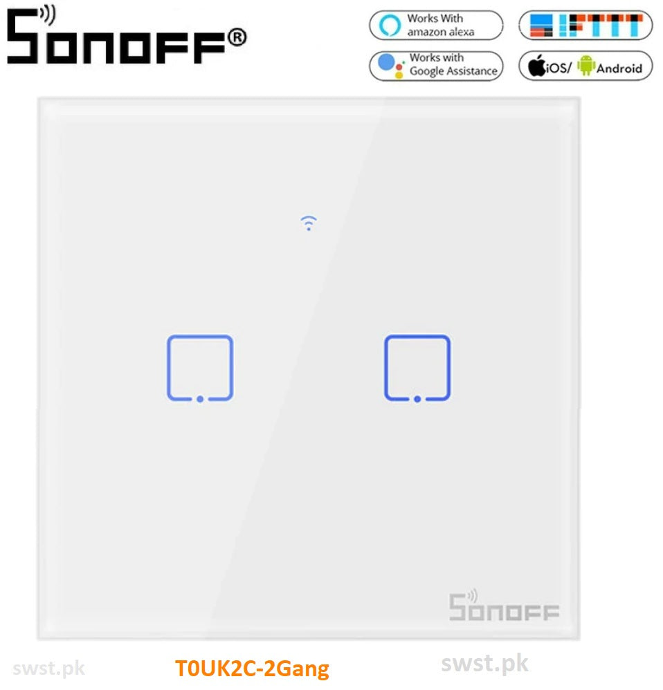 SONOFF T0UK2C - 2 Gang Wall Touch Switch