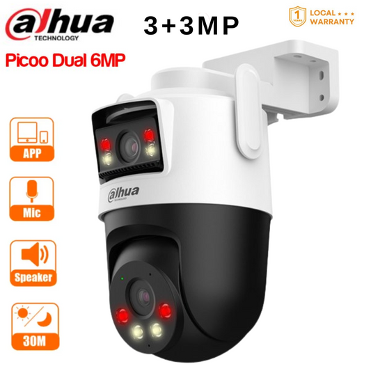 Dahua 3+3MP Picco Dual 6MP Wireless Camera with 30M Night Vision, Mic & Speaker, Police Light Siren