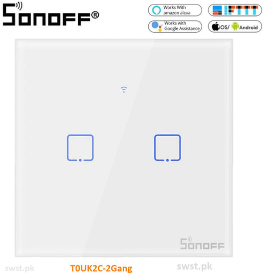 SONOFF T0UK2C - 2 Gang Wall Touch Switch