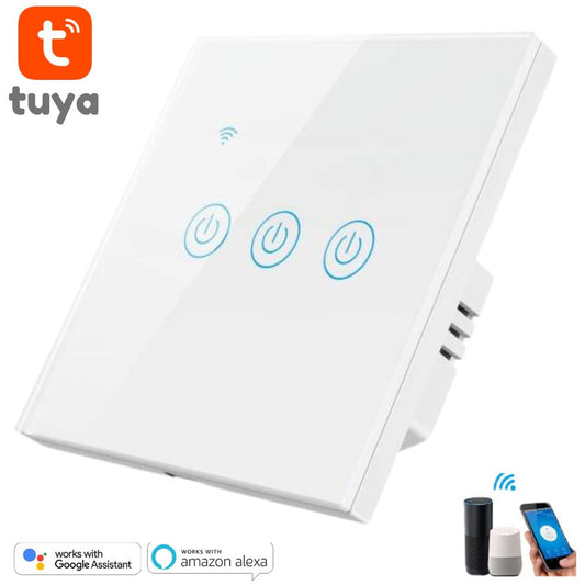 Tuya 3 Gang WiFi Wall Touch Switch - White