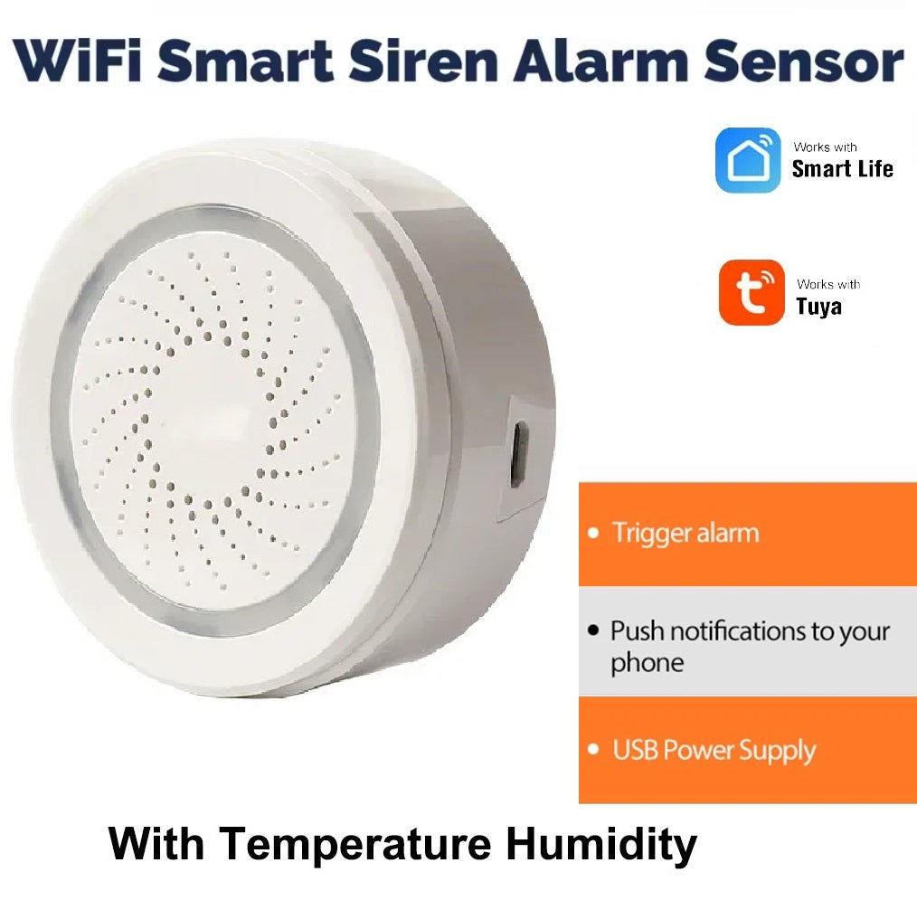 Tuya Smart Siren Alarm Sensor with Temperature & Humidity | WiFi & ZigBee Versions - Zigbee Siren Alarm
